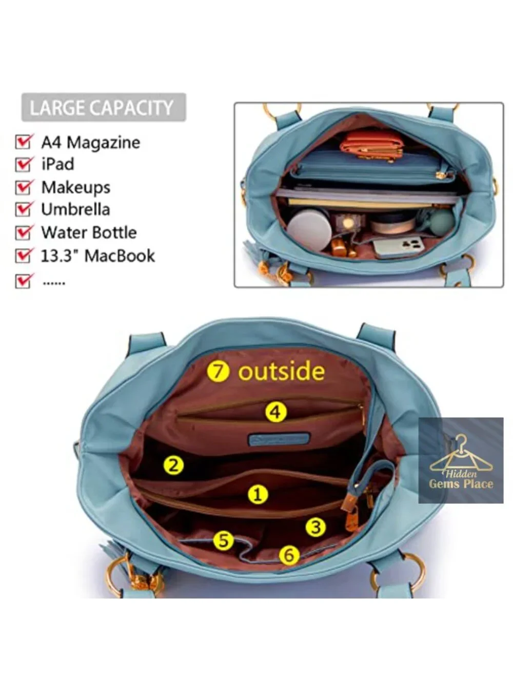 4pcs Hobo Tote Handbag Set Soft Vegan Leather Large Capacity Detachable Strap